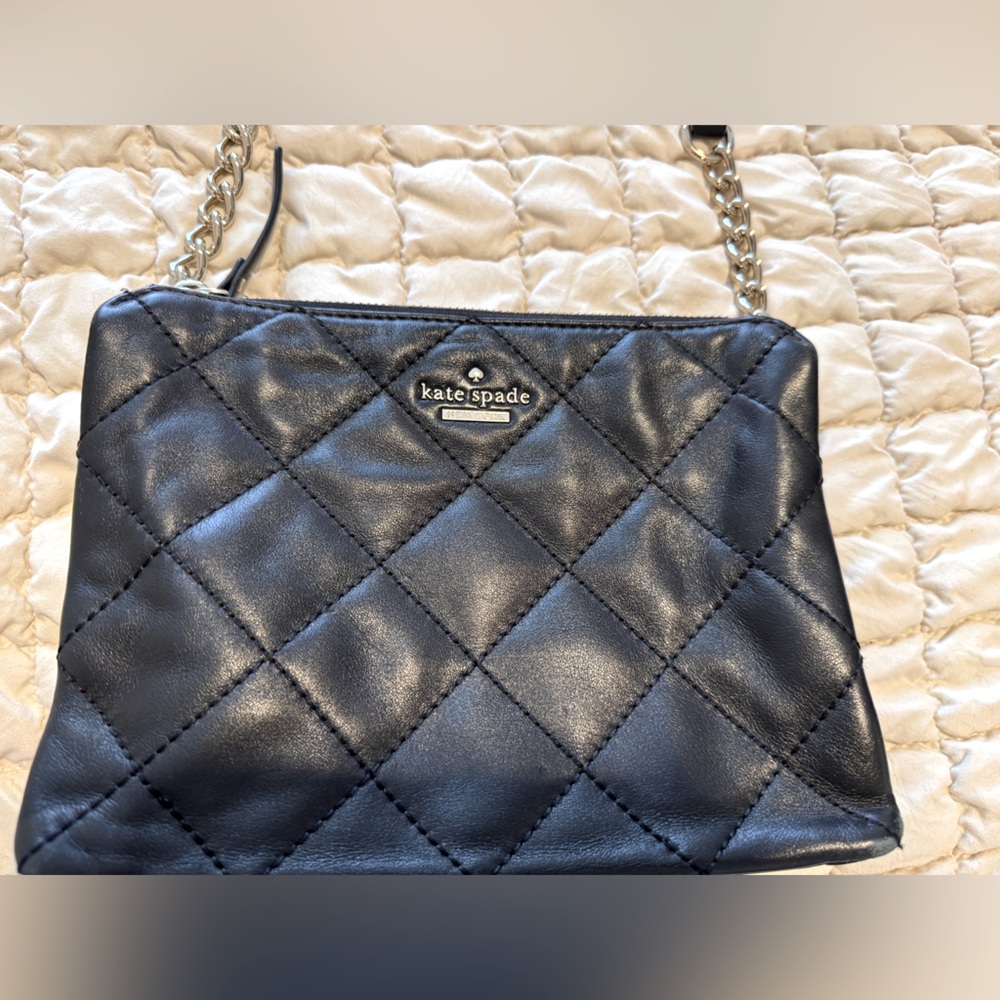 KATE SPADE Quilted Black Leather Crossbody Bag